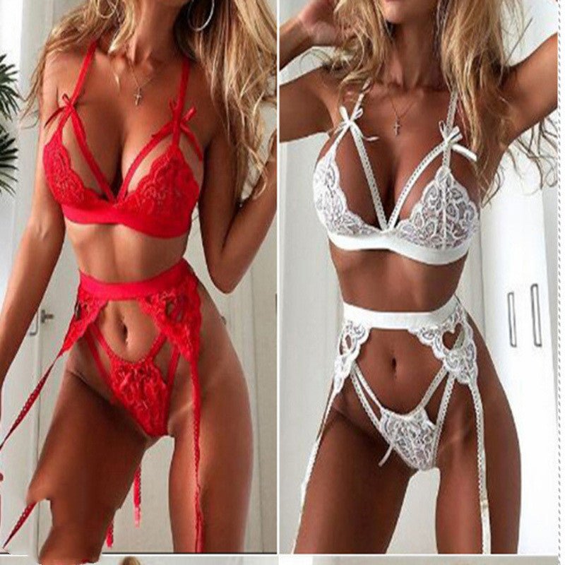 Red Lace Lingerie Set - Romantic Doll Style Intimate Apparel - ROMANCE