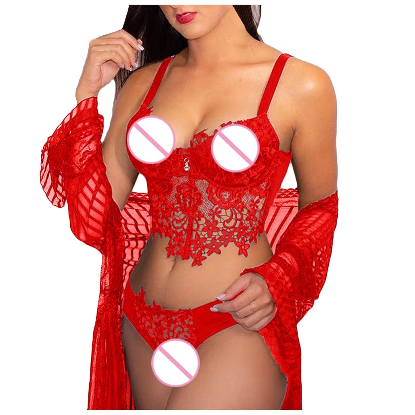 Sexy Lace Hollow Sling Lingerie Set for Women - ROMANCE