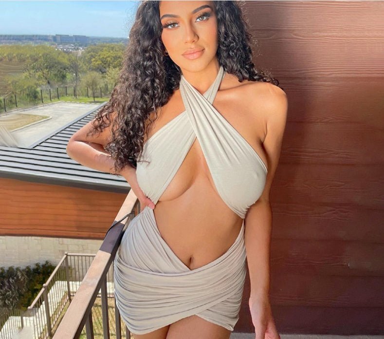 Sexy Halter Halter Hollow Dress Women - ROMANCE