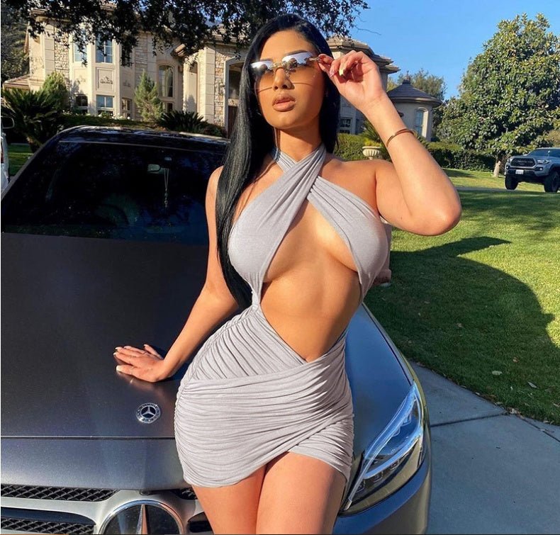 Sexy Halter Halter Hollow Dress Women - ROMANCE