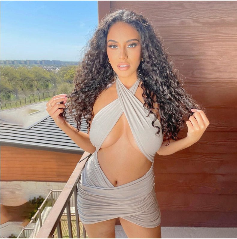 Sexy Halter Halter Hollow Dress Women - ROMANCE