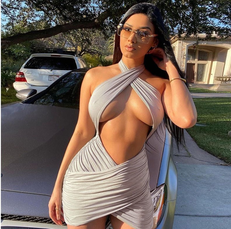 Sexy Halter Halter Hollow Dress Women - ROMANCE