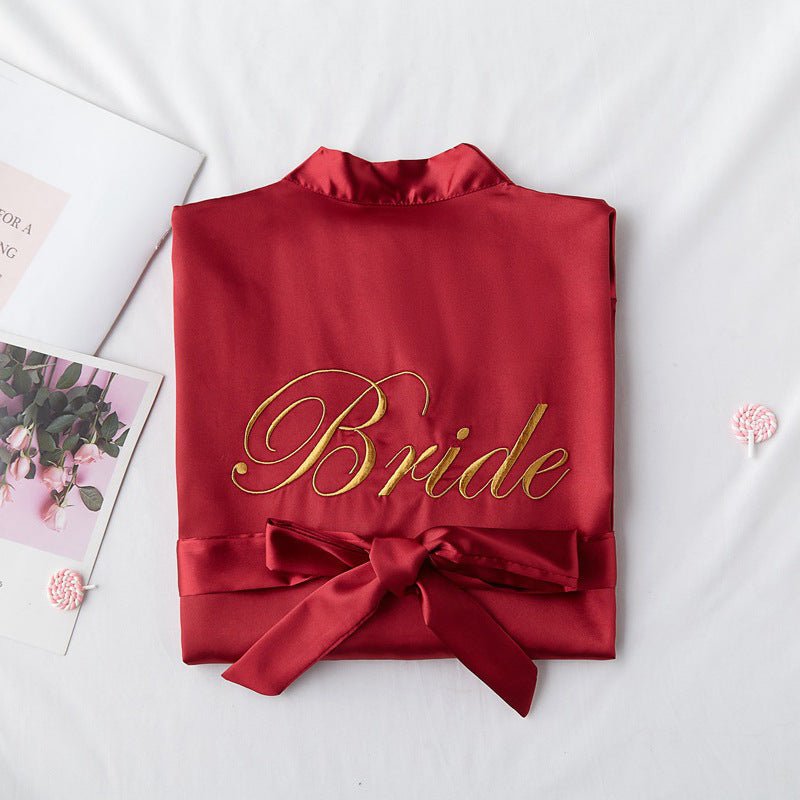 Bridesmaid Red Bridal Dressing Gown - ROMANCE