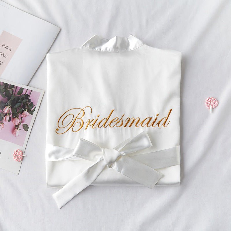 Bridesmaid Red Bridal Dressing Gown - ROMANCE