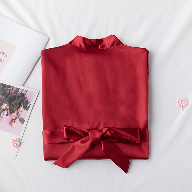 Bridesmaid Red Bridal Dressing Gown - ROMANCE