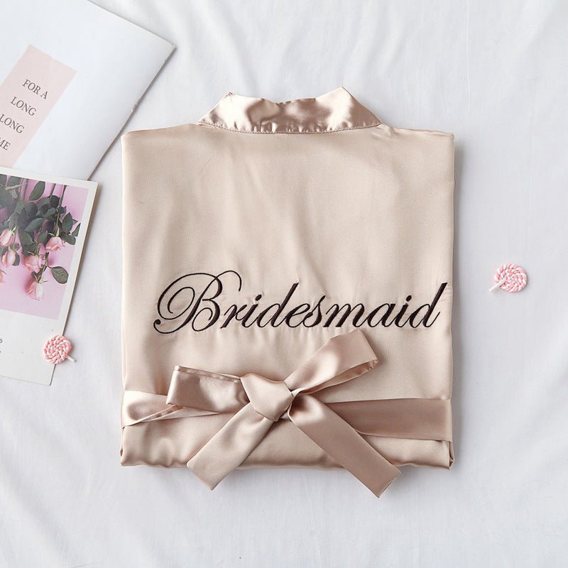 Bridesmaid Red Bridal Dressing Gown - ROMANCE