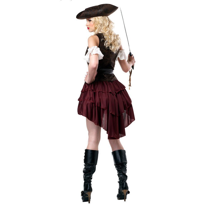 Sexy Pirate Halloween Costume - Women's Rose Red Dress & Hat Set - ROMANCE