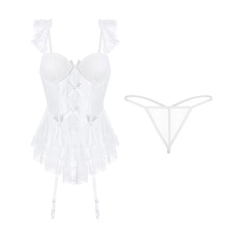 Lace Lingerie Set - Spaghetti Strap See - Through Top with Thong - ROMANCE