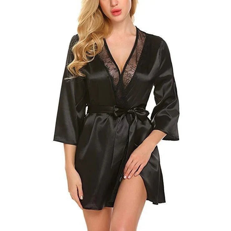 Hot Lingerie Sexy Big Yards Of Bud Silk Robe Interest Suits - ROMANCE