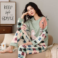 Women's Cute Cartoon Bear Print Pajama Set - 2 Piece Sleepwear Lounge Set - ROMANCE