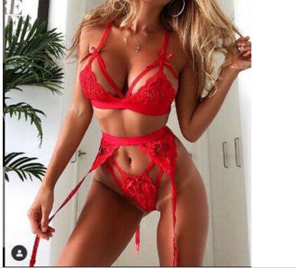 Red Lace Lingerie Set - Romantic Doll Style Intimate Apparel - ROMANCE