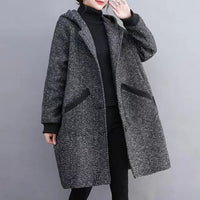 Winter Korean Style Loose Hooded Women's Mid - length Velvet Padded Thickened Coat - ROMANCE