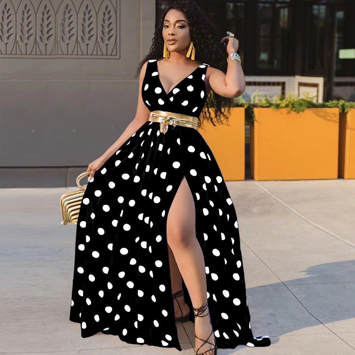 Sexy Dresses Women Party Ladies Belt Plus Size Forked Club Dresses - ROMANCE