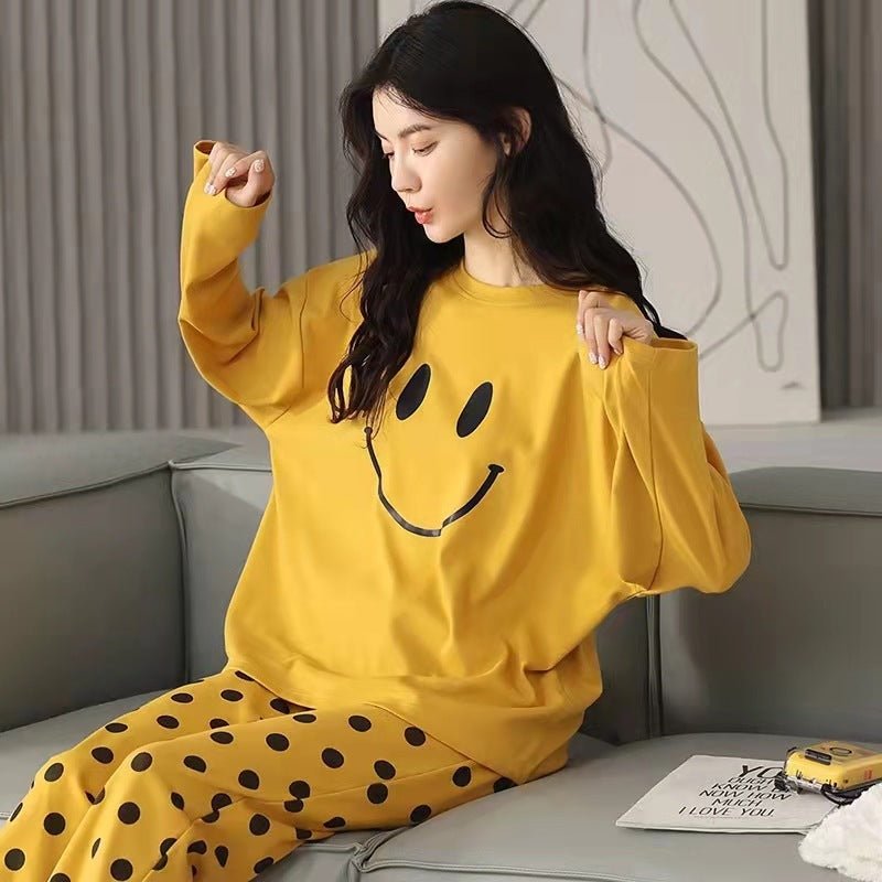 Women's Cute Cartoon Bear Print Pajama Set - 2 Piece Sleepwear Lounge Set - ROMANCE