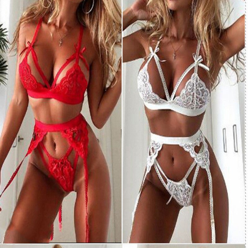 Red Lace Lingerie Set - Romantic Doll Style Intimate Apparel - ROMANCE
