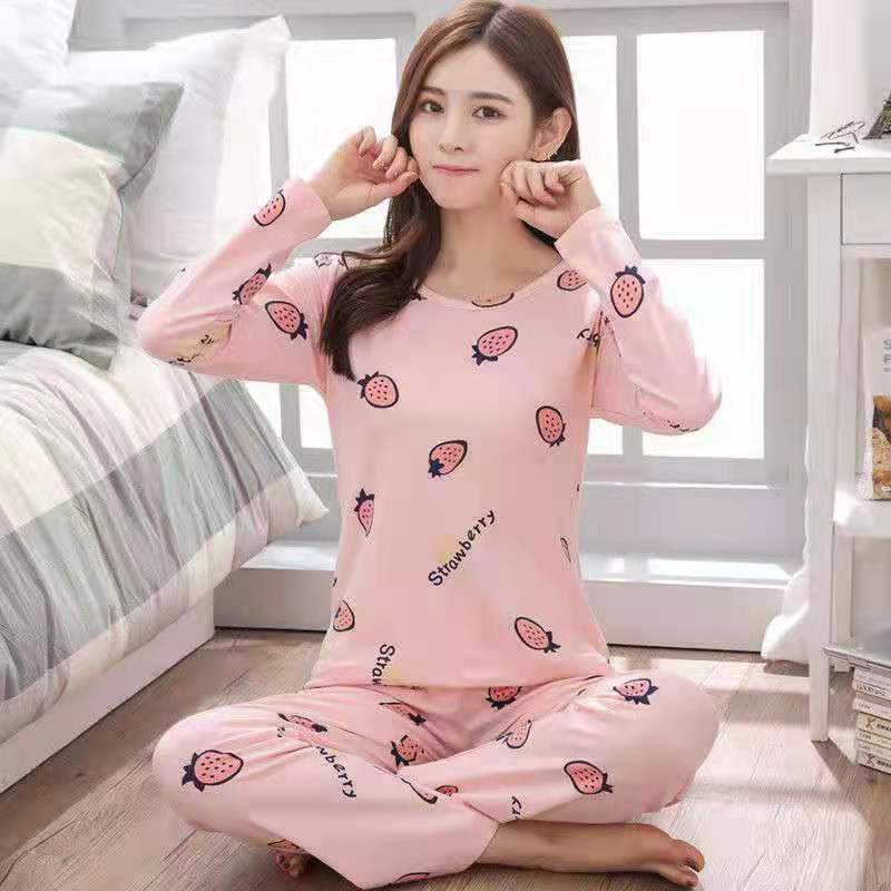 Women's Cute Cartoon Bear Print Pajama Set - 2 Piece Sleepwear Lounge Set - ROMANCE