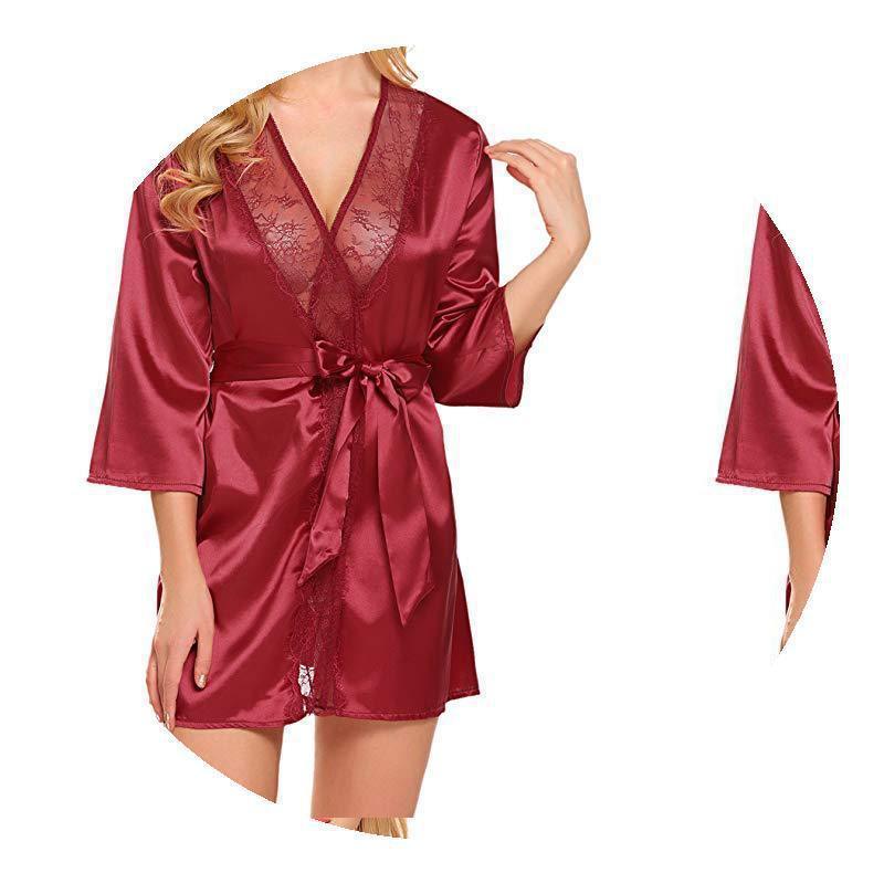 Hot Lingerie Sexy Big Yards Of Bud Silk Robe Interest Suits - ROMANCE