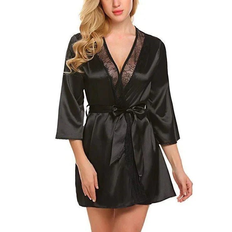 Hot Lingerie Sexy Big Yards Of Bud Silk Robe Interest Suits - ROMANCE