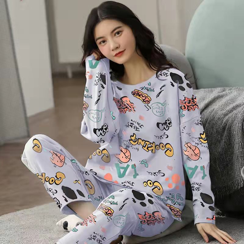 Women's Cute Cartoon Bear Print Pajama Set - 2 Piece Sleepwear Lounge Set - ROMANCE