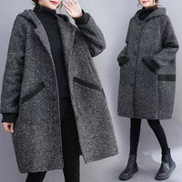 Winter Korean Style Loose Hooded Women's Mid - length Velvet Padded Thickened Coat - ROMANCE