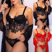 Sexy Lace Hollow Sling Lingerie Set for Women - ROMANCE
