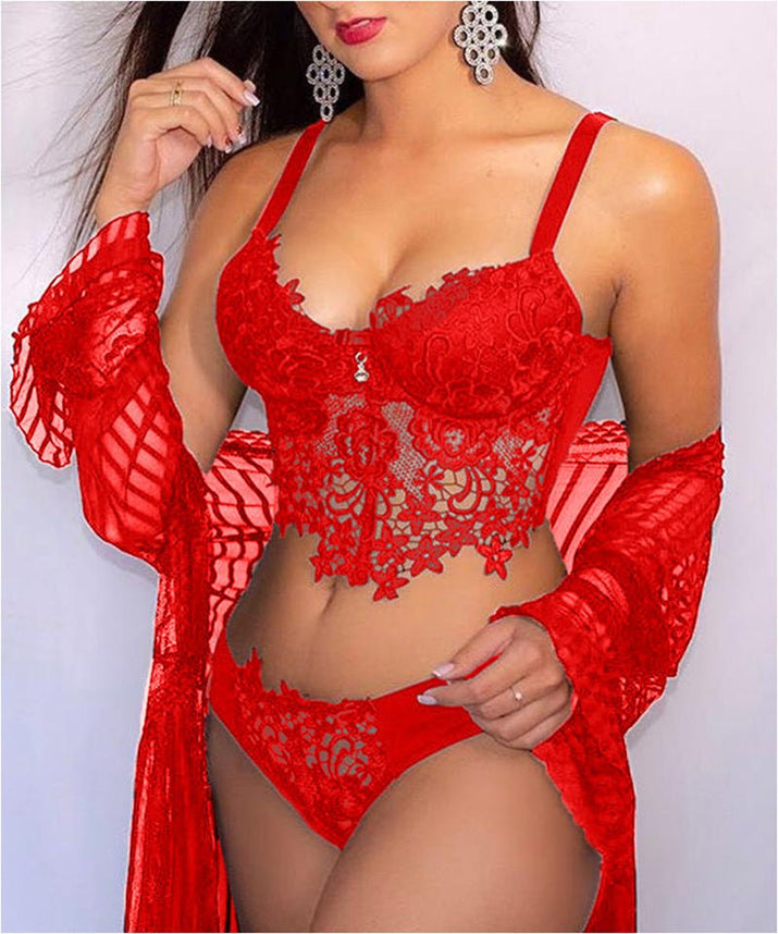 Sexy Lace Hollow Sling Lingerie Set for Women - ROMANCE