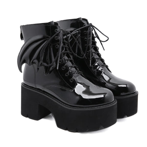 Gothic Platform Ankle Boots - High Heel Patent Leather Women's Shoes - ROMANCE