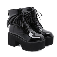 Gothic Platform Ankle Boots - High Heel Patent Leather Women's Shoes - ROMANCE