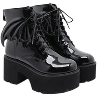 Gothic Platform Ankle Boots - High Heel Patent Leather Women's Shoes - ROMANCE
