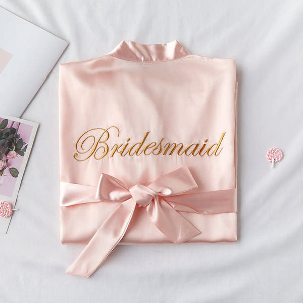 Bridesmaid Red Bridal Dressing Gown - ROMANCE