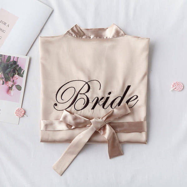 Bridesmaid Red Bridal Dressing Gown - ROMANCE