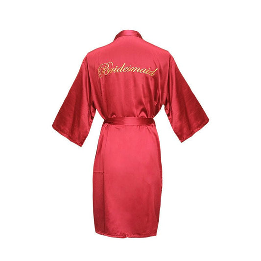Bridesmaid Red Bridal Dressing Gown - ROMANCE