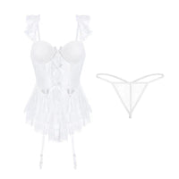 Lace Lingerie Set - Spaghetti Strap See - Through Top with Thong - ROMANCE
