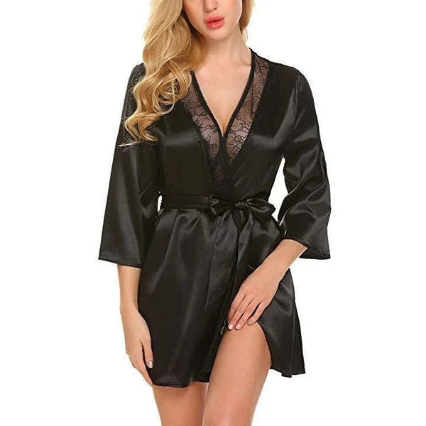 Hot Lingerie Sexy Big Yards Of Bud Silk Robe Interest Suits - ROMANCE