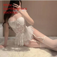 Lace Lingerie Set - Spaghetti Strap See - Through Top with Thong - ROMANCE