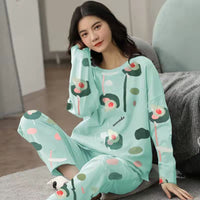 Women's Cute Cartoon Bear Print Pajama Set - 2 Piece Sleepwear Lounge Set - ROMANCE