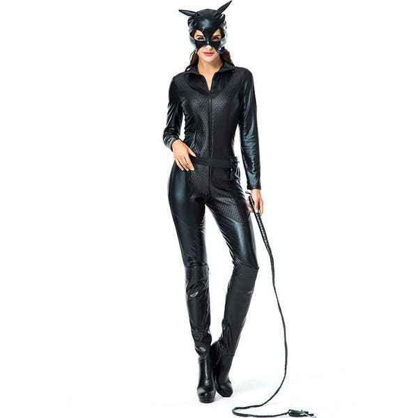 Sexy Black Leather Cat Girl Halloween Costume - Role Play Outfit - ROMANCE
