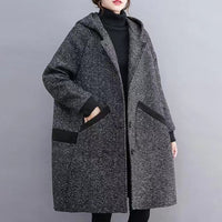 Winter Korean Style Loose Hooded Women's Mid - length Velvet Padded Thickened Coat - ROMANCE