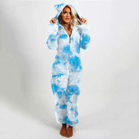 Women's Hooded Plaid Velvet Jumpsuit - Slim Fit Casual Romper - ROMANCE