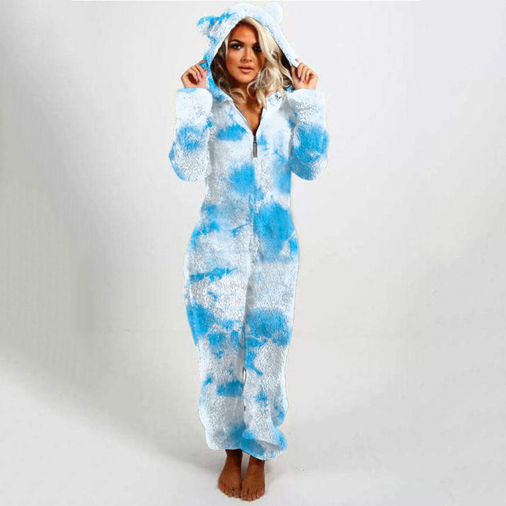 Women's Hooded Plaid Velvet Jumpsuit - Slim Fit Casual Romper - ROMANCE