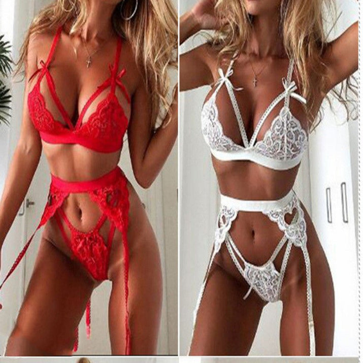Red Lace Lingerie Set - Romantic Doll Style Intimate Apparel - ROMANCE