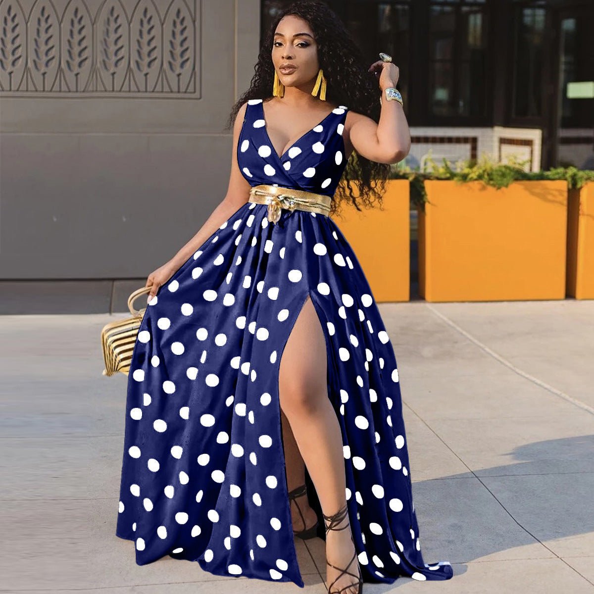 Sexy Dresses Women Party Ladies Belt Plus Size Forked Club Dresses - ROMANCE