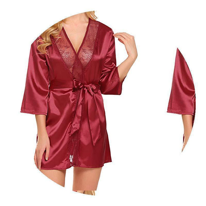 Hot Lingerie Sexy Big Yards Of Bud Silk Robe Interest Suits - ROMANCE