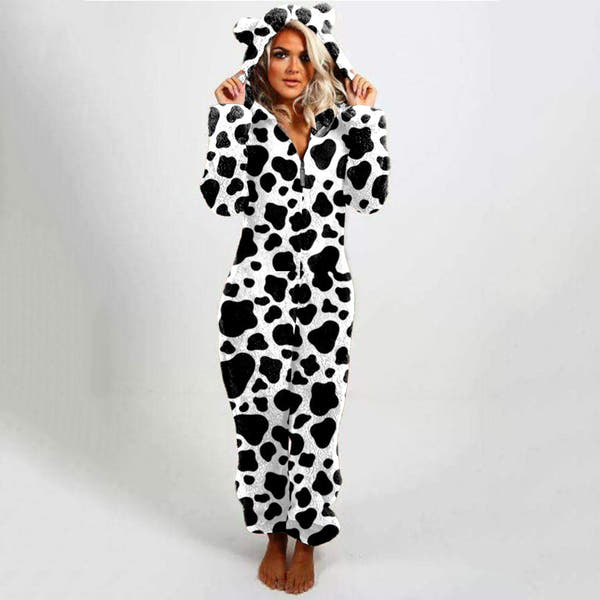 Women's Hooded Plaid Velvet Jumpsuit - Slim Fit Casual Romper - ROMANCE
