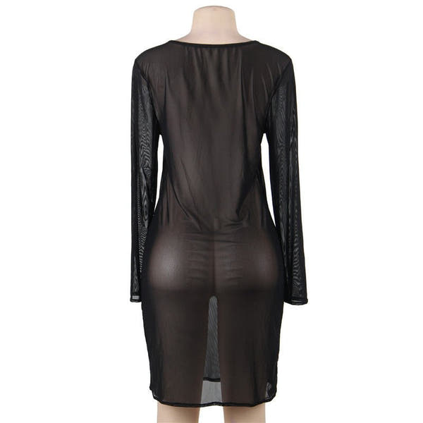 Plus Size Sexy Mesh Lingerie Dress - European Style - ROMANCE