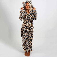 Women's Hooded Plaid Velvet Jumpsuit - Slim Fit Casual Romper - ROMANCE
