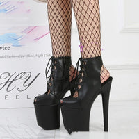 Women's Fish Mouth Platform High Heels - Waterproof Stiletto Shoes - ROMANCE
