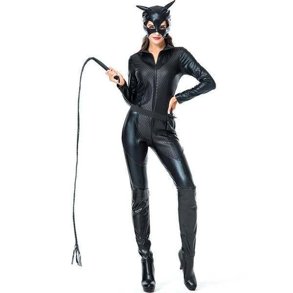 Sexy Black Leather Cat Girl Halloween Costume - Role Play Outfit - ROMANCE