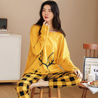 Women's Cute Cartoon Bear Print Pajama Set - 2 Piece Sleepwear Lounge Set - ROMANCE