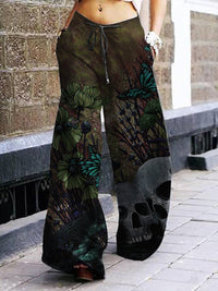 Summer Dark Rock Style Straight High Waist 3D Skull Overalls - ROMANCE